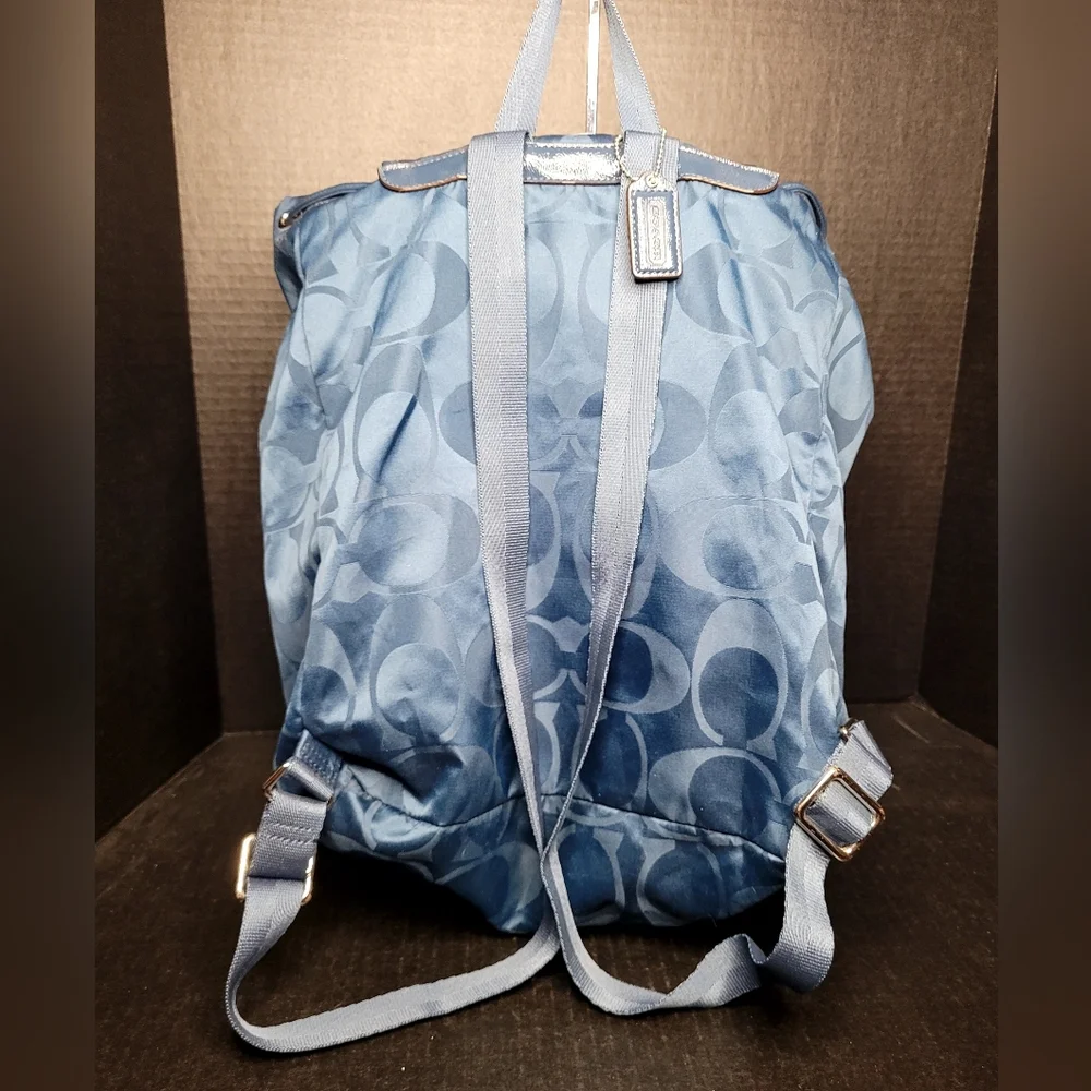 Coach Signature C's Nylon Getaway Backpack Teal # E1457-F30781 - Picture 2 of 14